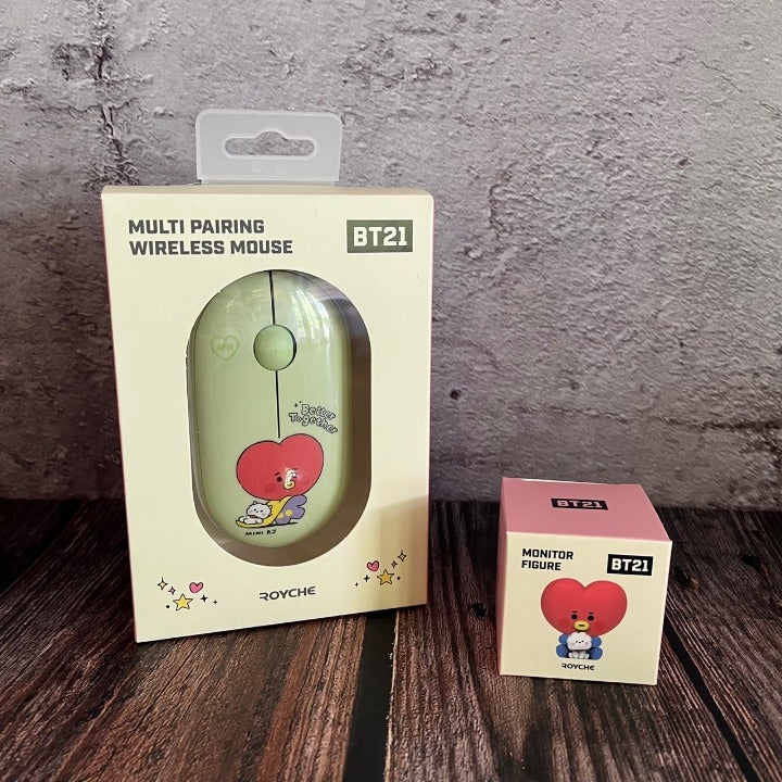 Bundle - BT21 BTS Little Buddy Baby Wireless Mouse & Monitor Figure Tata V