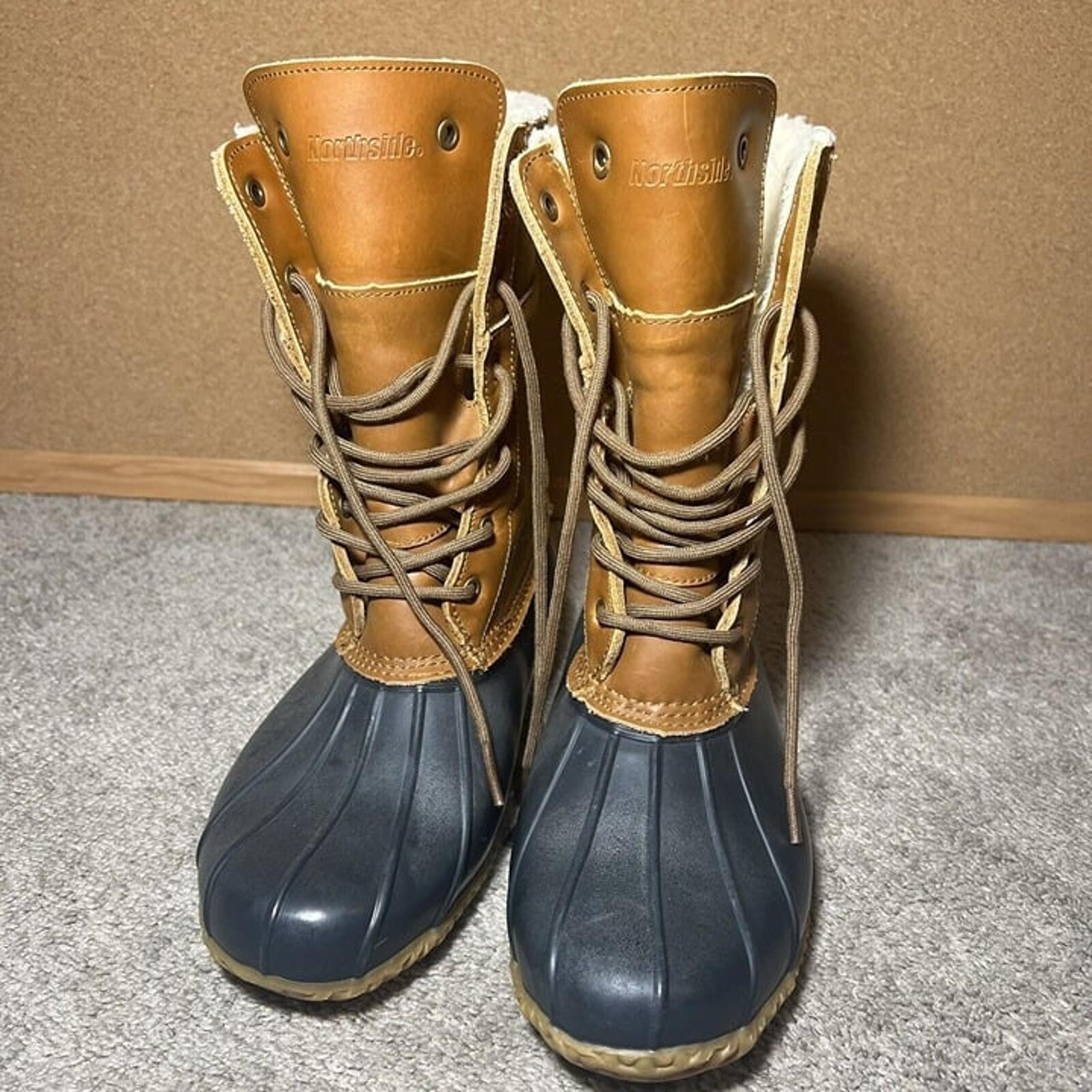 Northside Women Brown Suede Blue Snow Insulated Duck Waterproof Duck Boot 9