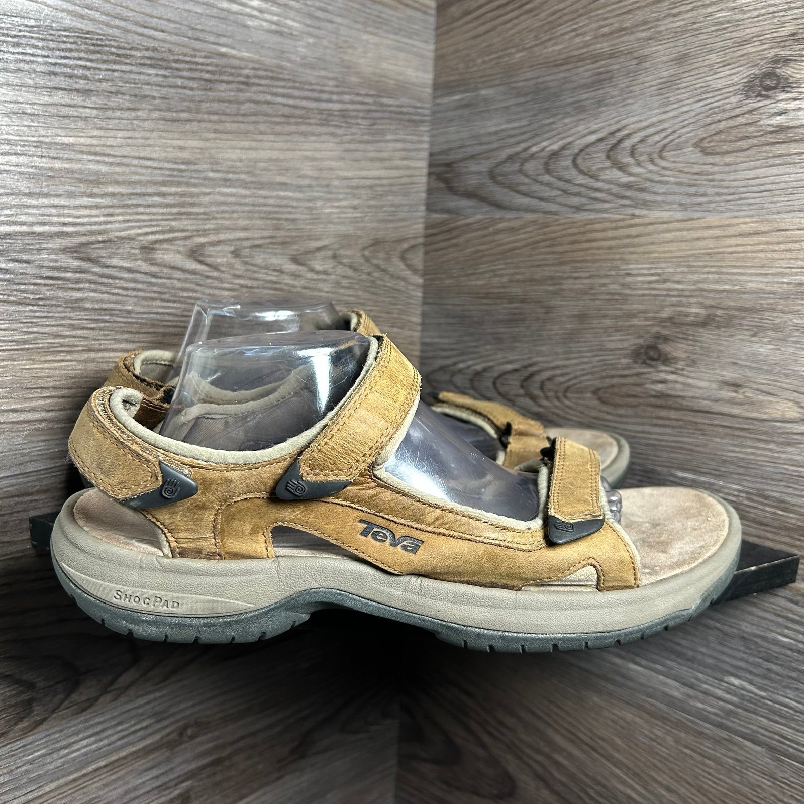 Teva Langdon brown leather strap sandals
