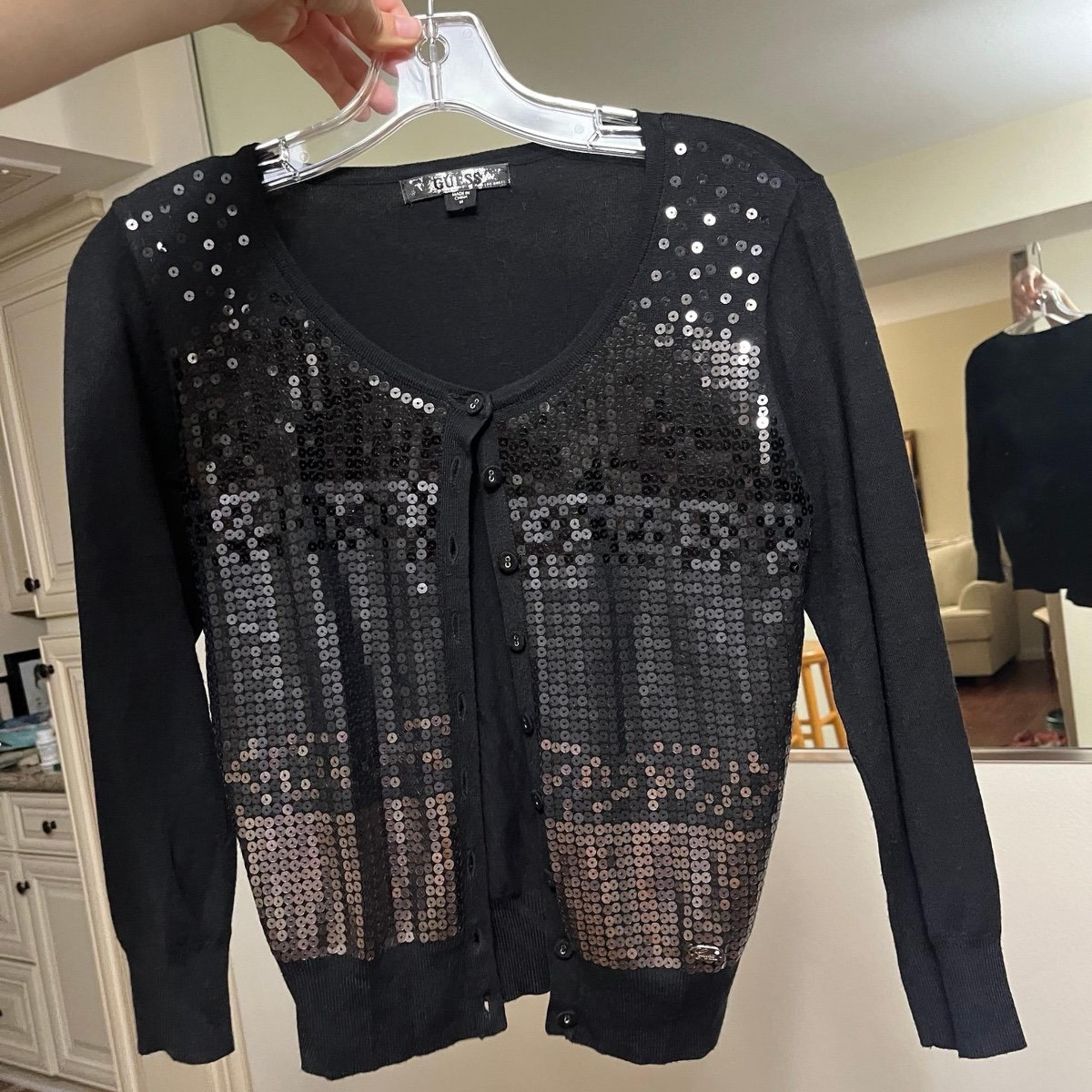 GUESS Black/Silver Sequin Cardigan