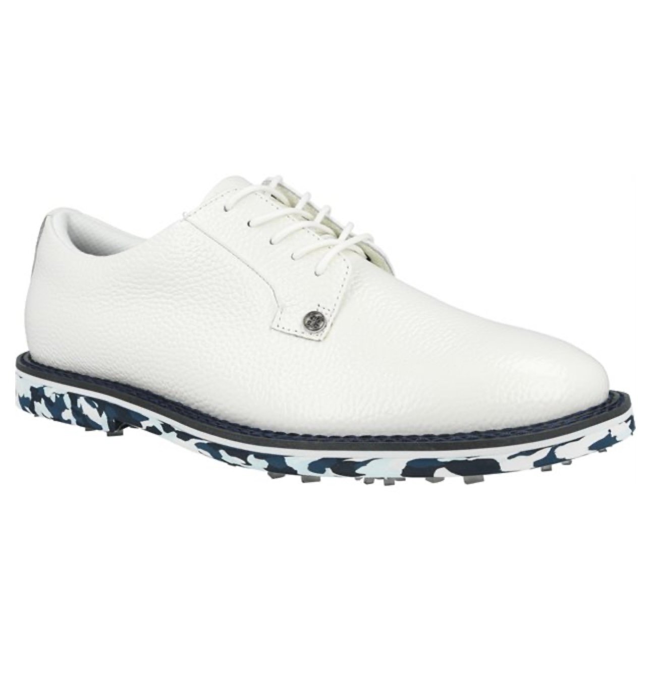 G/Fore Gallivanter Camo Sole Pebble Leather Golf Shoe in Snow/Twilight