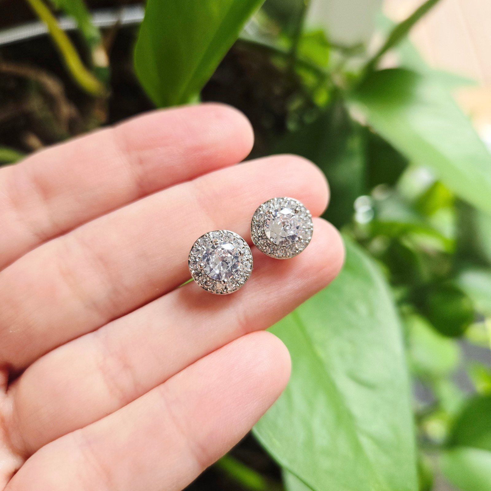 Pair of Solid 925 Sterling Silver CZ Studs