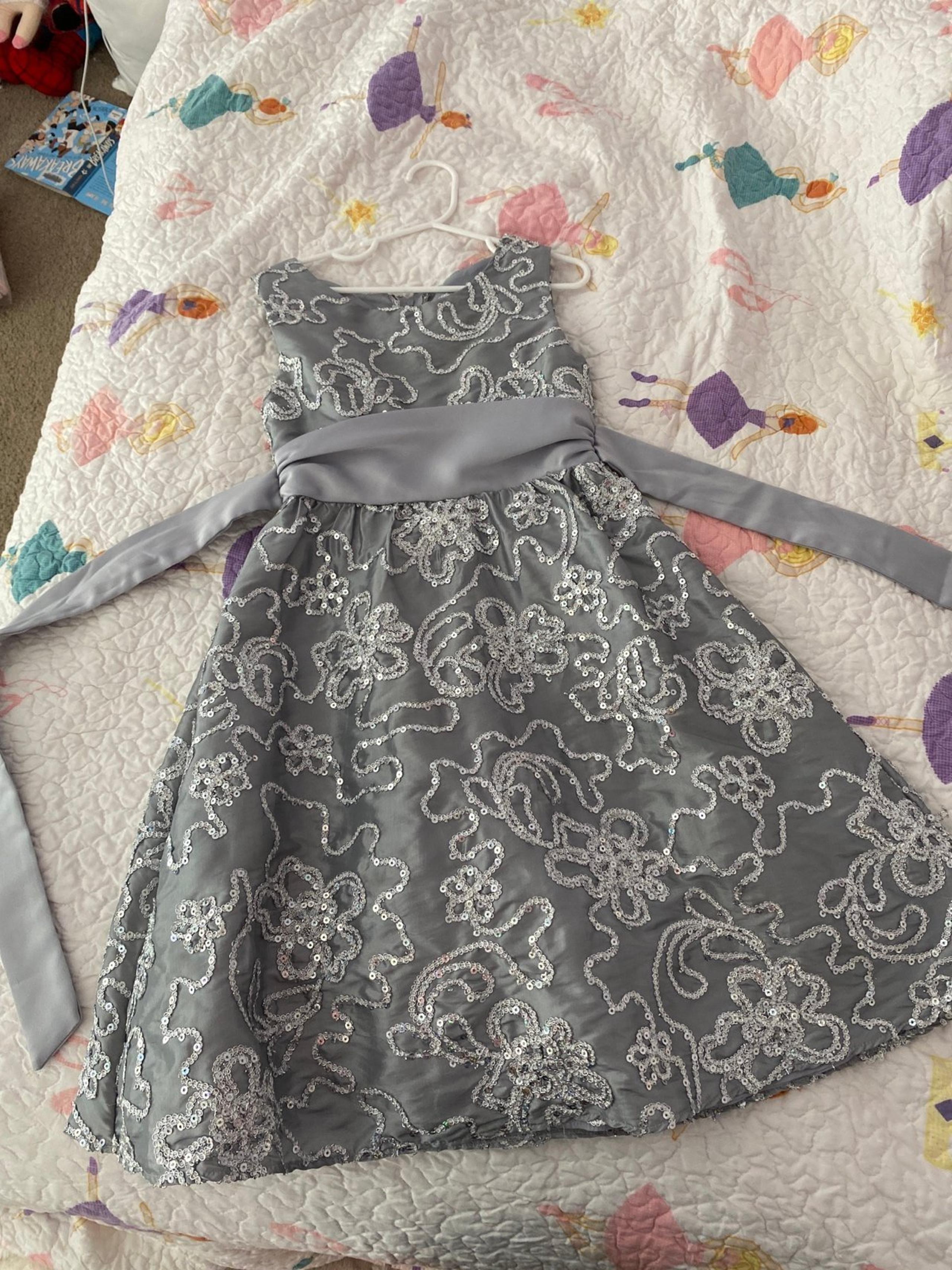 Rare editions fancy sequin silver dress 7 years