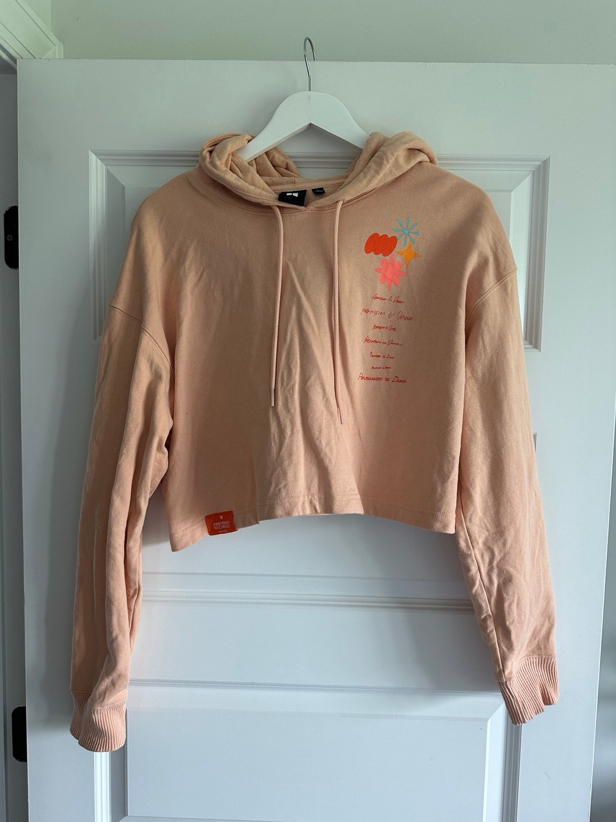 BTS Women's Permission To Dance Peach Cropped Hoodie