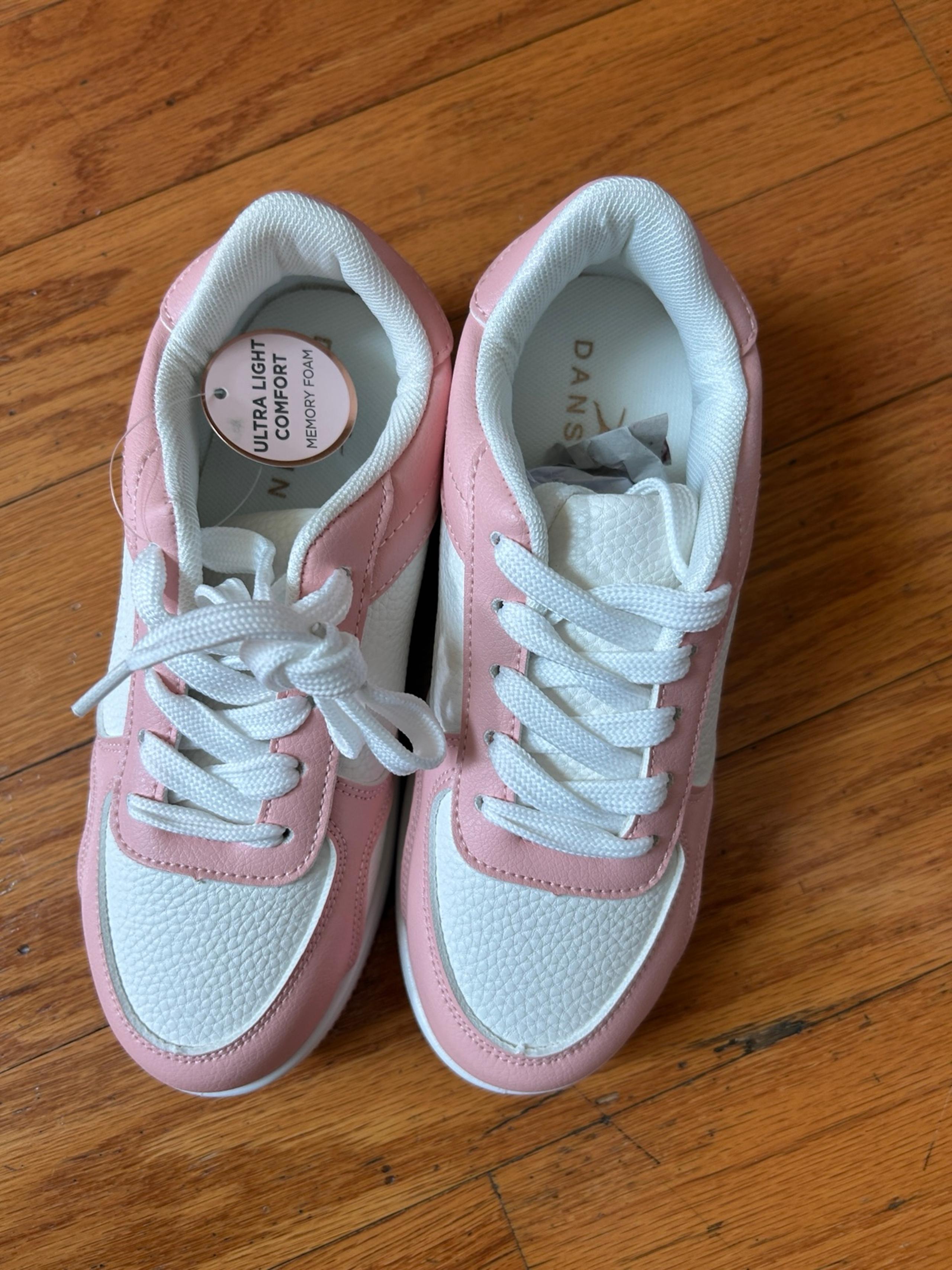 NWT Danskin girls Pink and White Sneakers size 12