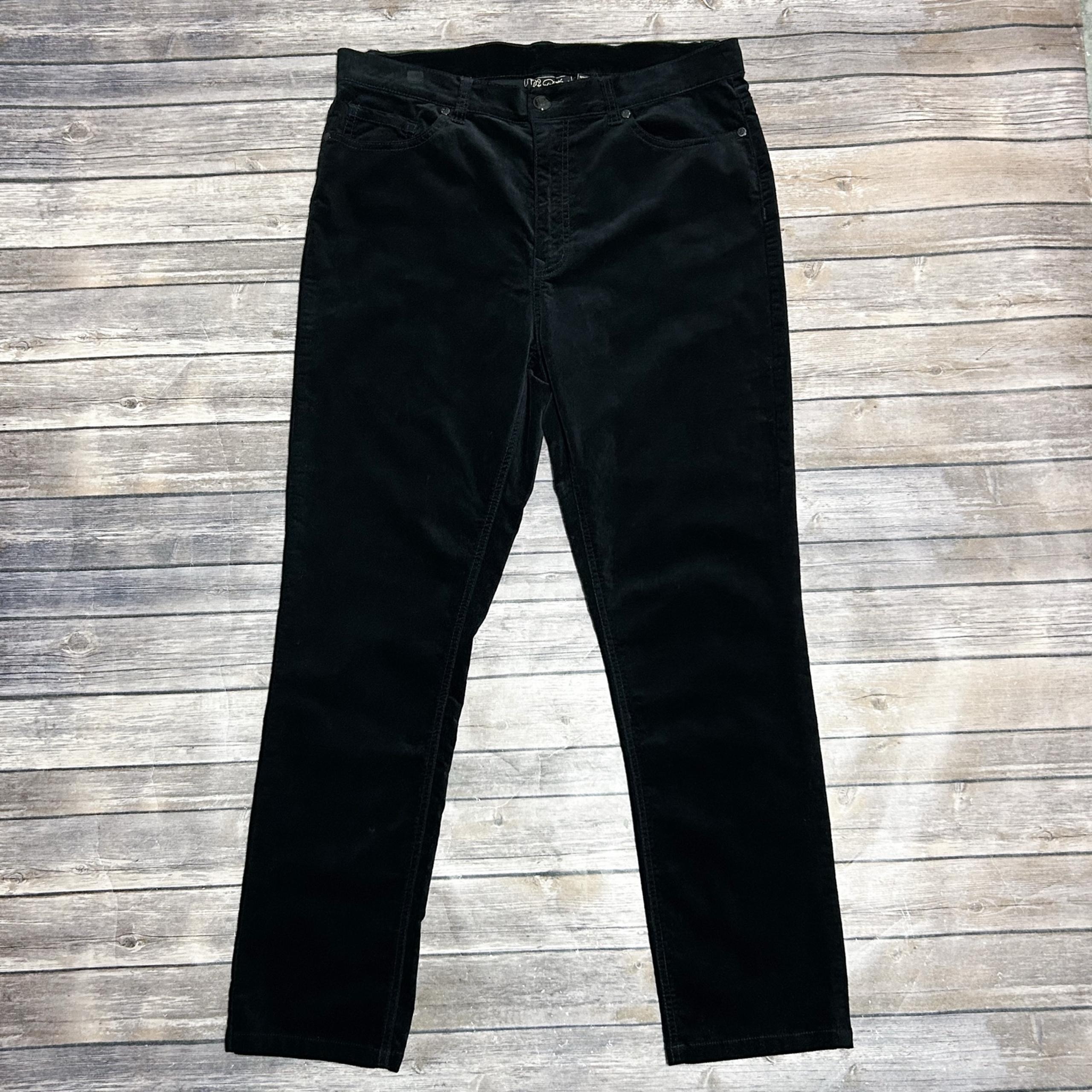 Diane Gilman DG2 Black Velveteen Straight Leg High Rise Ankle Pants 14 Stretch