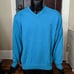 Benetti blue v-neck knit logo sweater