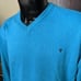Benetti blue v-neck knit logo sweater