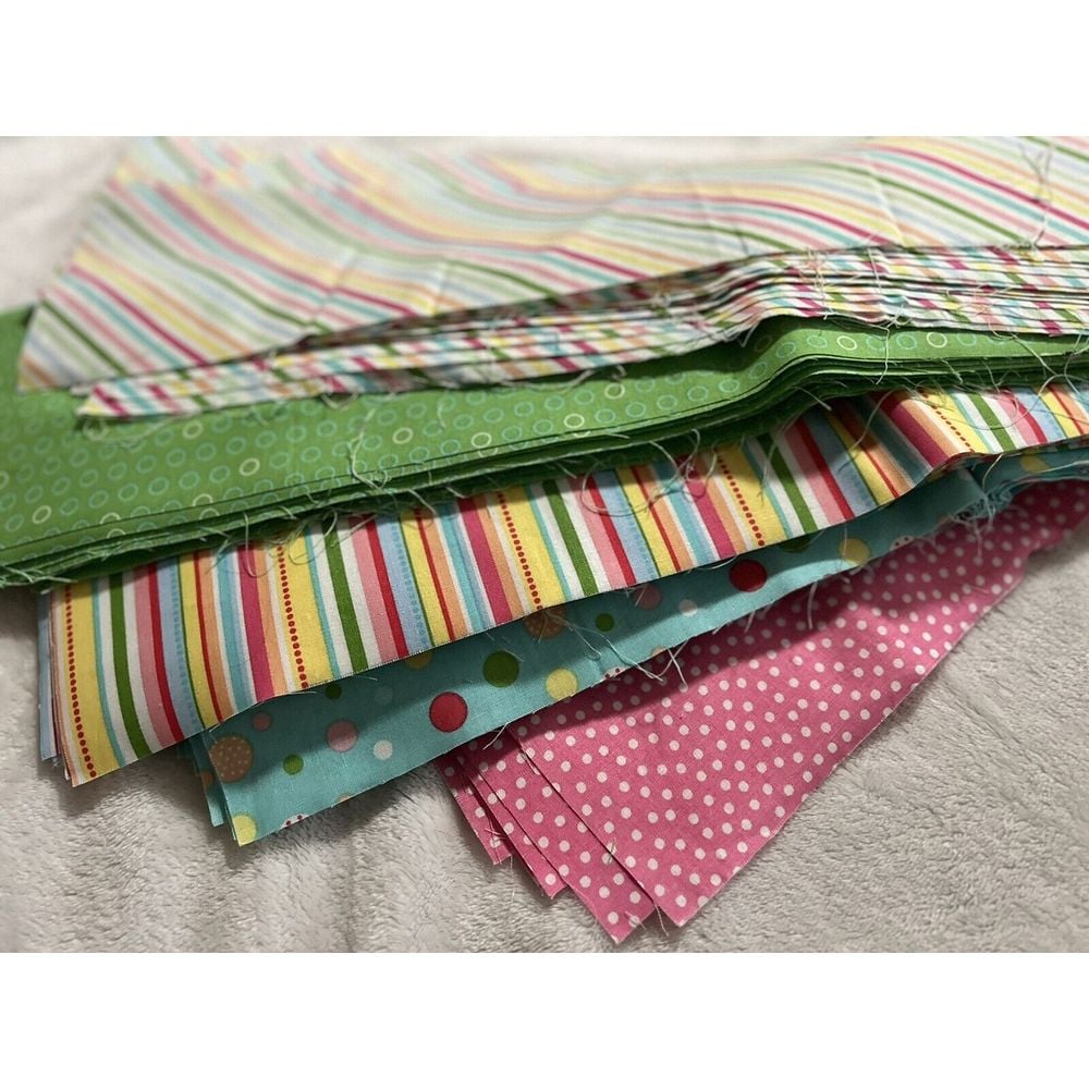 lot 5lbs Quilt Top Pieces Unfinished sewing fabric Various Sizes