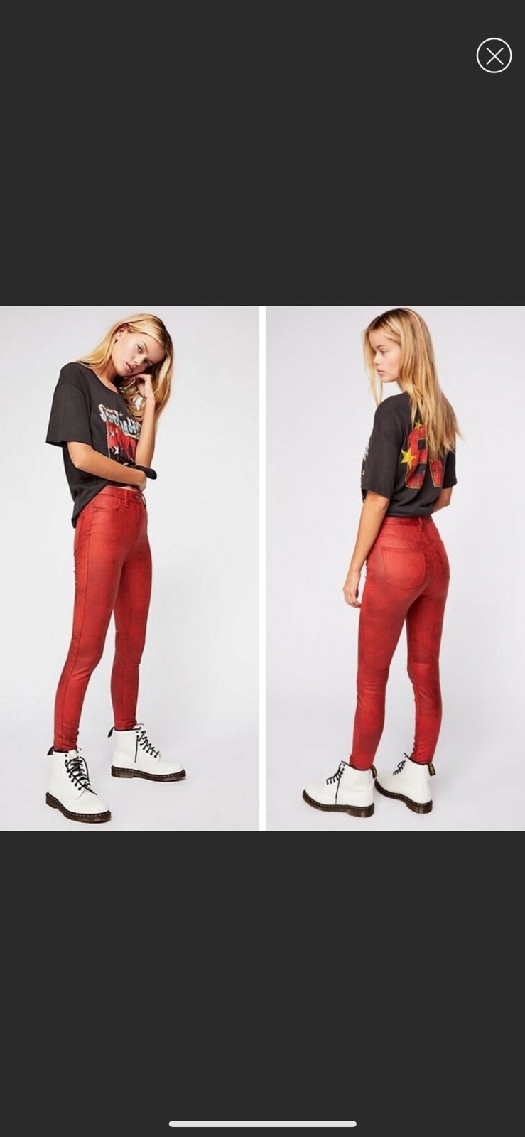 NWT Free People Red Microsuede Skinny Pants 25