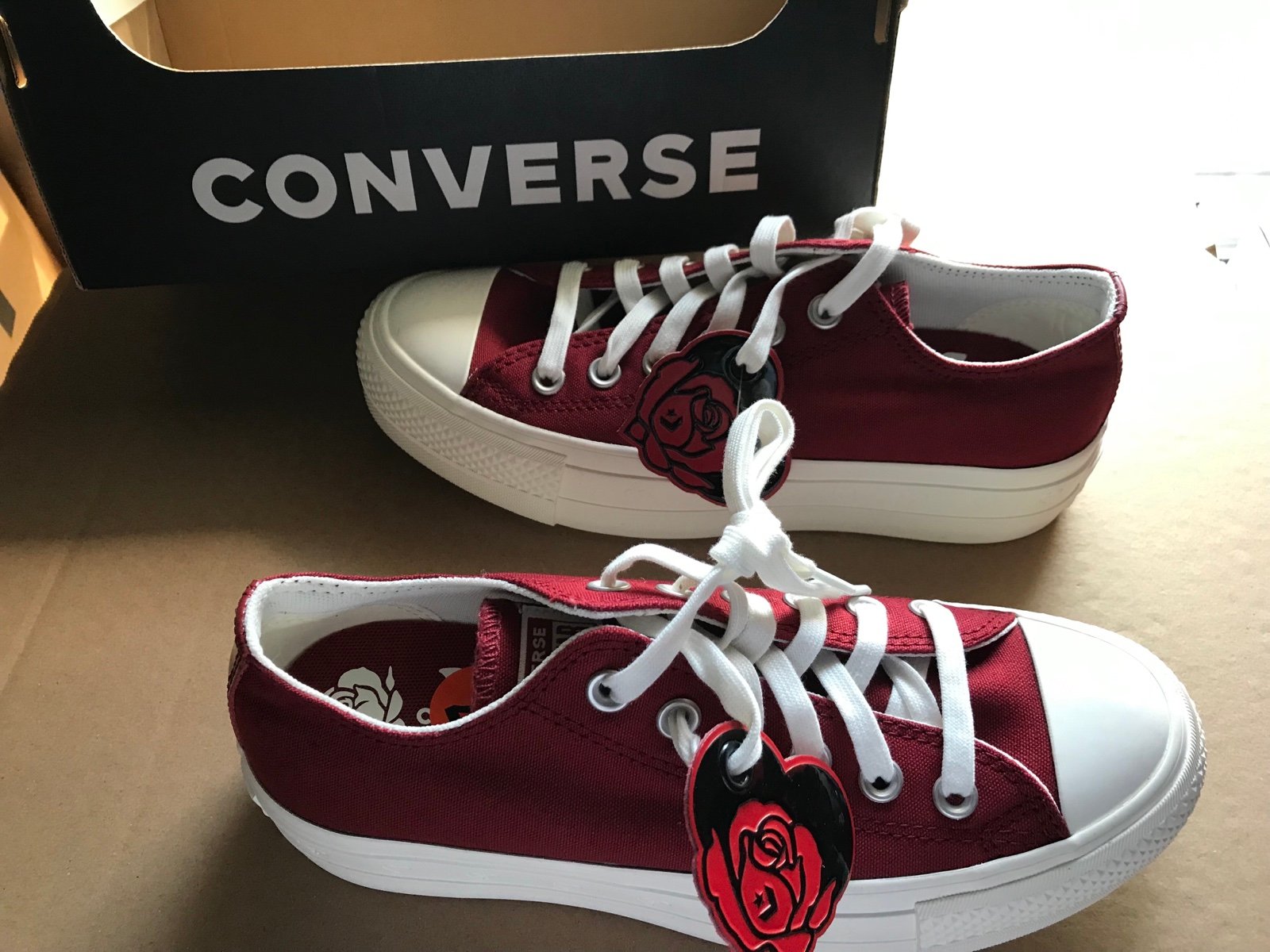 Converse [8] Chuck Taylor All Star Hearts Platform Sneakers Wine Red A13653C