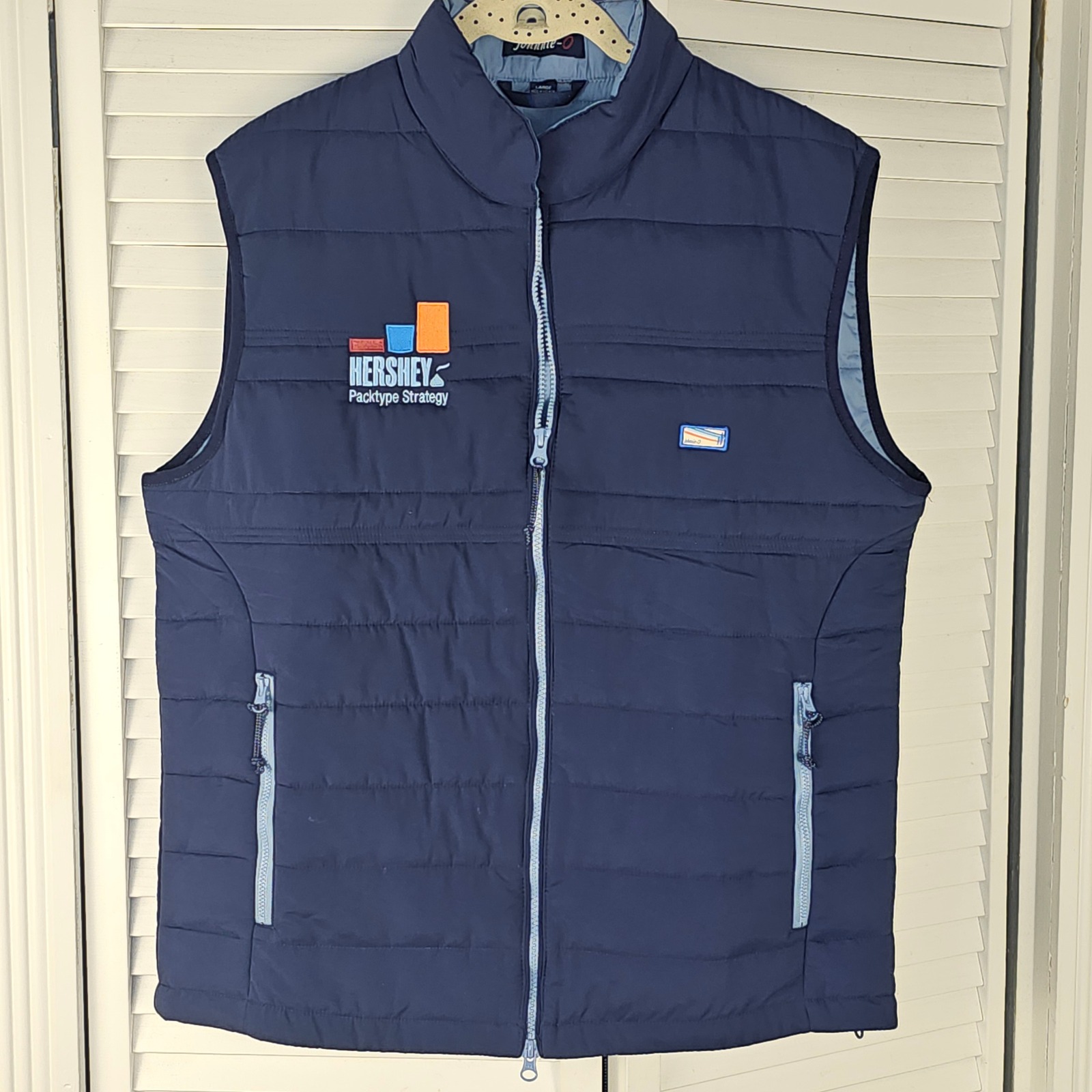 Johnnie-O Mens Navy Harwich Lightweight Quilted Puffer Vest Large - Embroidered