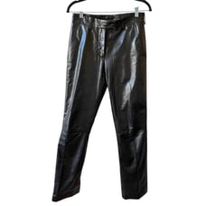 HELMUT LANG LAMB LEATHER PANTS STRAIGHT LEG LINED POCKETS MOTO BIKER BLK M