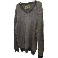 Eddie Bauer cashmere blend chevron print V-neck sweater size XL T