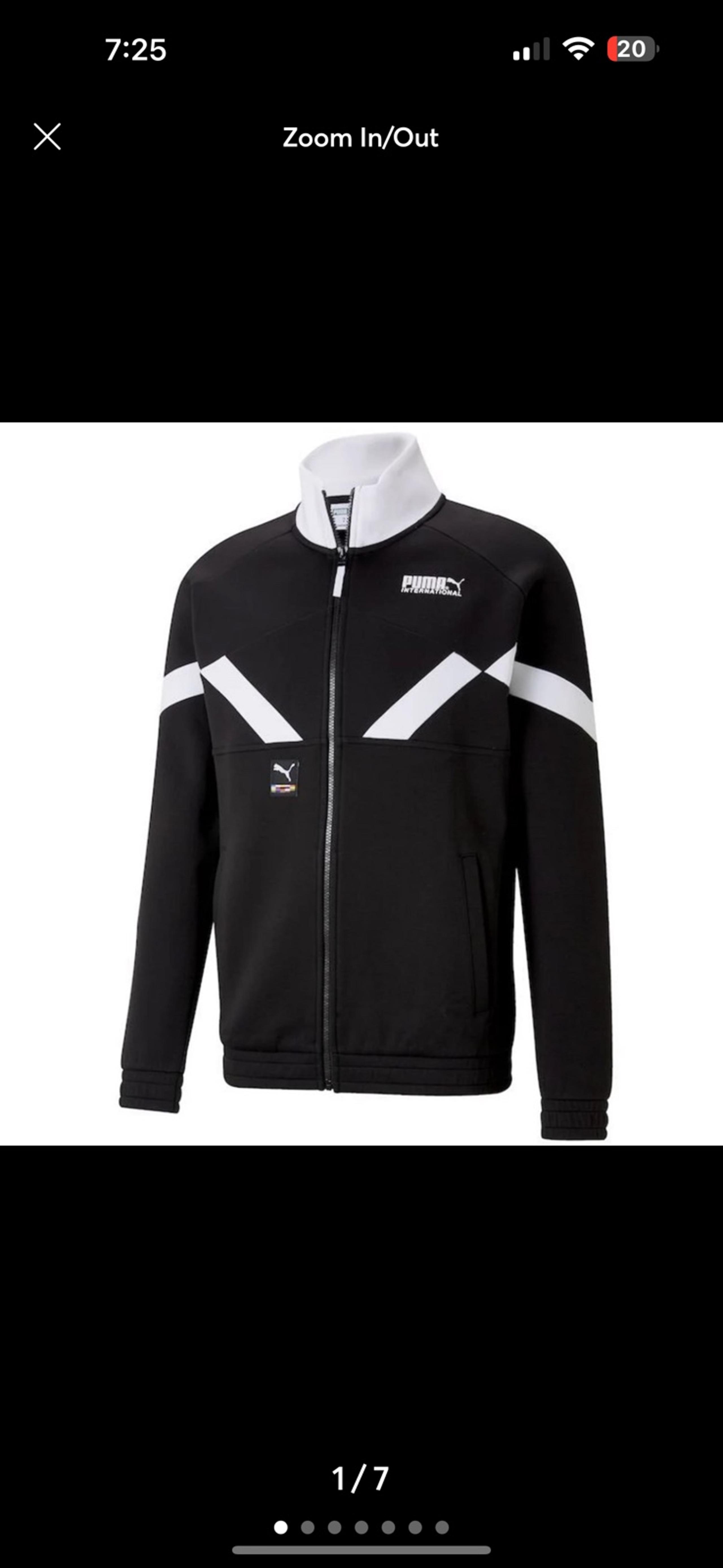 Puma International Track Jacket Zip Up DK Black White NWT Mens XL