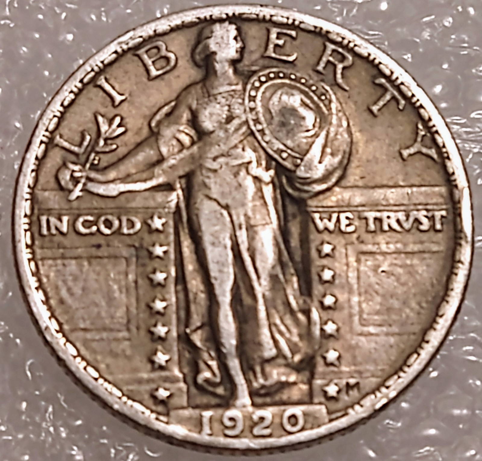 Choice toned 1920 Silver Standing Liberty Quarter USA Genuine Beautiful 104 yrs