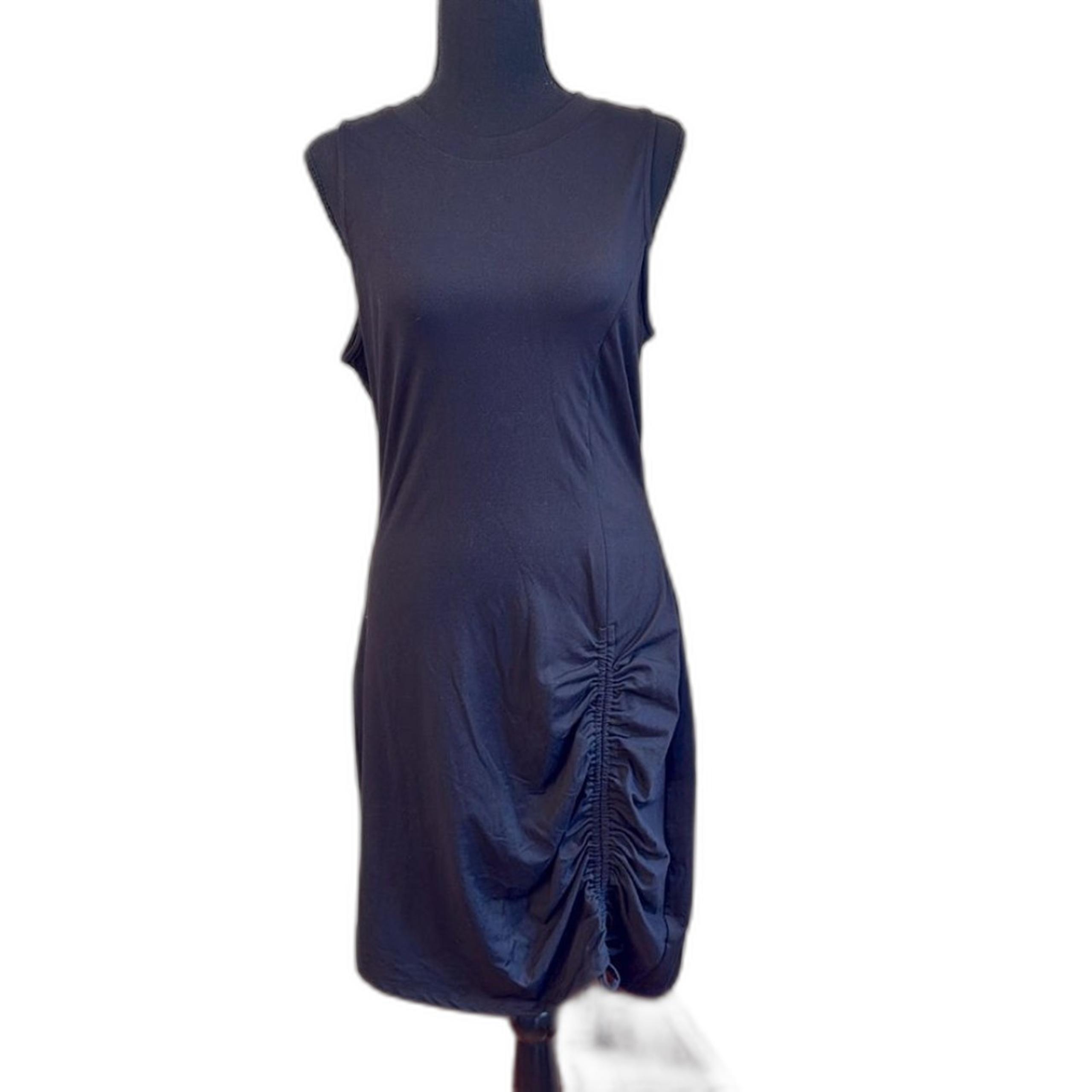 Socialite dress sleeveless drawstring ruched minidress black size Large. NWOT