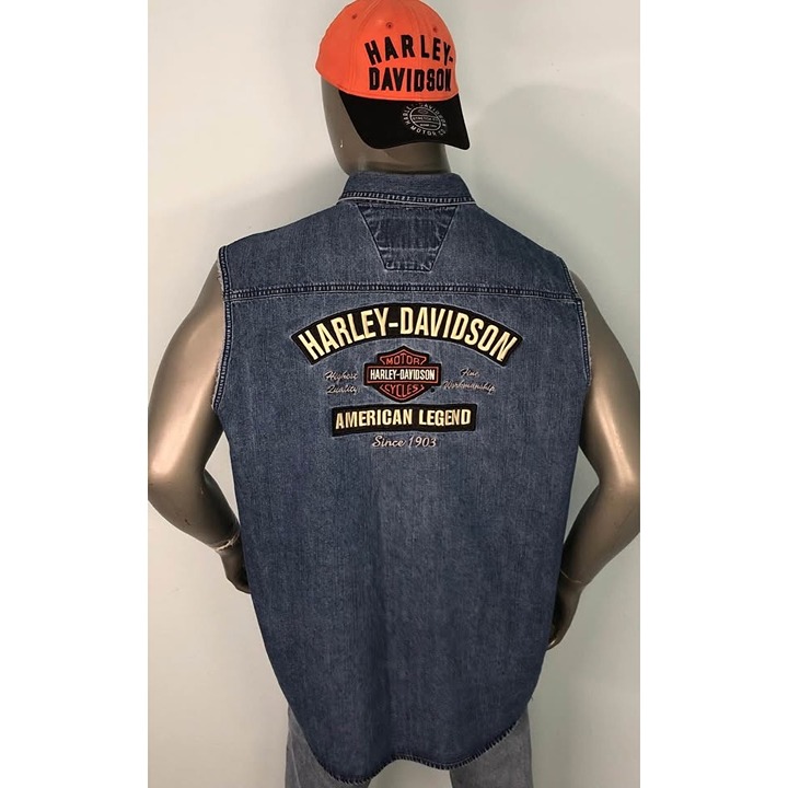 Harley-Davidson Button Down Shirt XL Men , Embroidery Design Metal Button