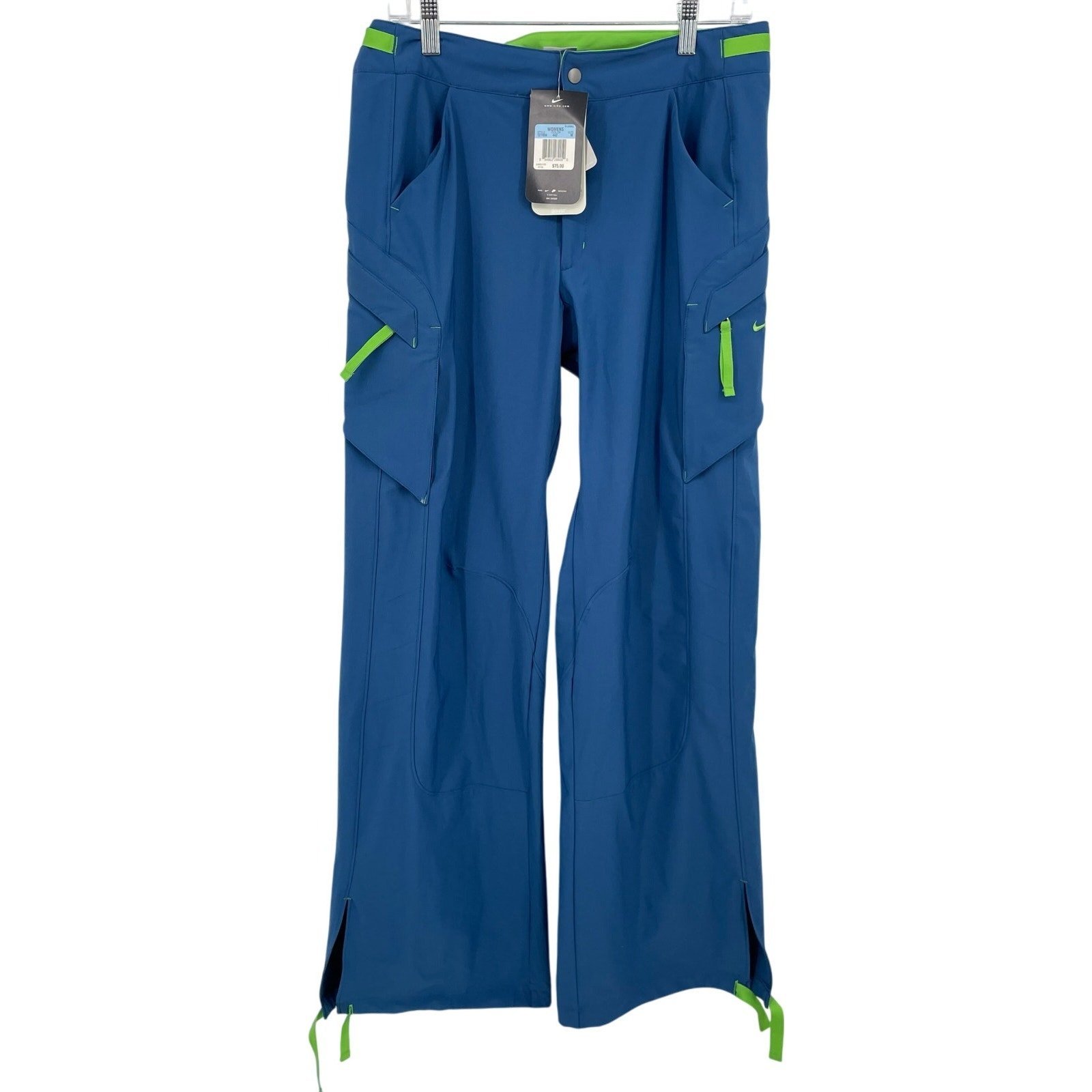 NWT Vintage y2k 2005 womens blue baggy Nike dri-fit cargo flare track sweatpants