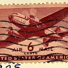 USED 1941-1946 Vintage Red AIR MAIL 6cent US Postage Stamp