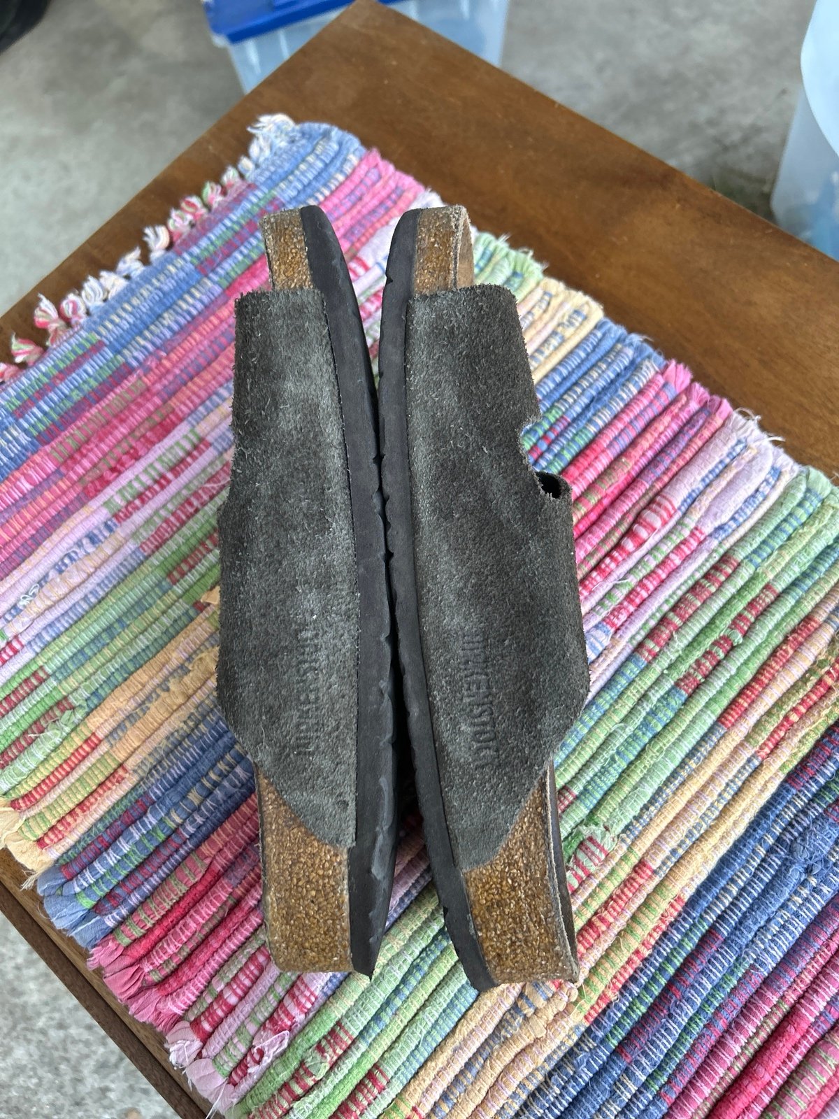 Size 36 Birkenstocks suede with the brass buckle