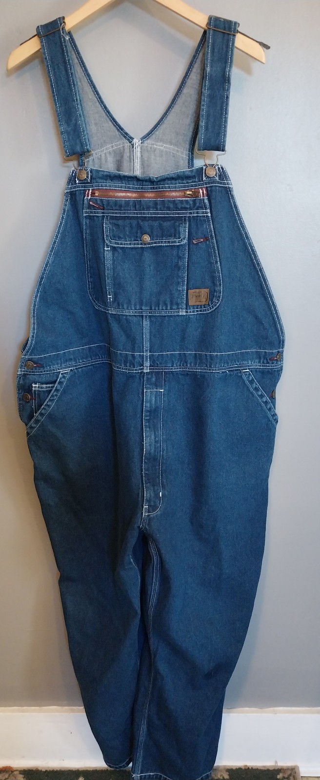 C.E. Schmidt Workwear Denim Bib Overalls size 46 X 28 carpenter pockets zipper