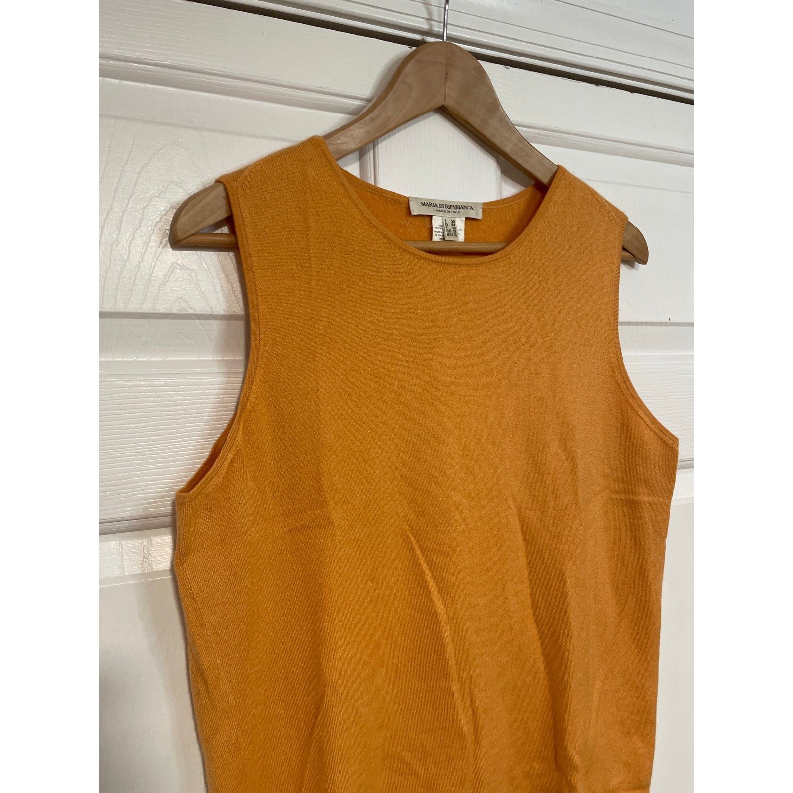 Maria di Ripabianca Italian Silk Cashmere Gold Yellow Knit Sweater Tank L/XL