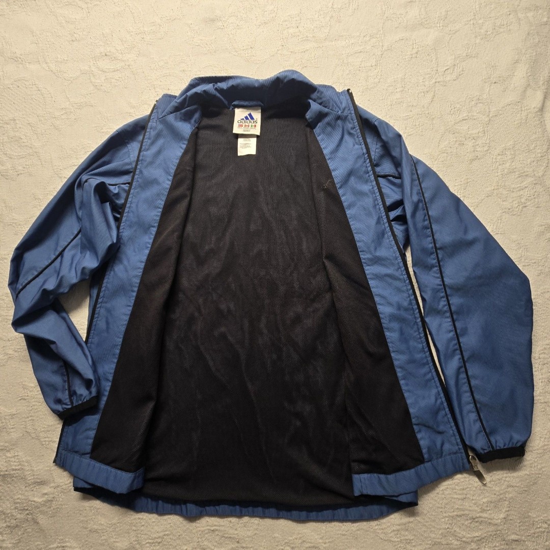 Adidas Classic Blue Windbreaker Jacket Men Medium 90s Vintage Exercise Workout