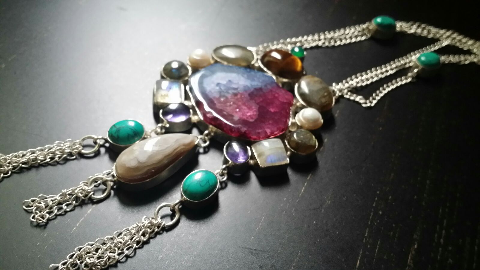 Turquoise Tiger eye Moonstone necklace