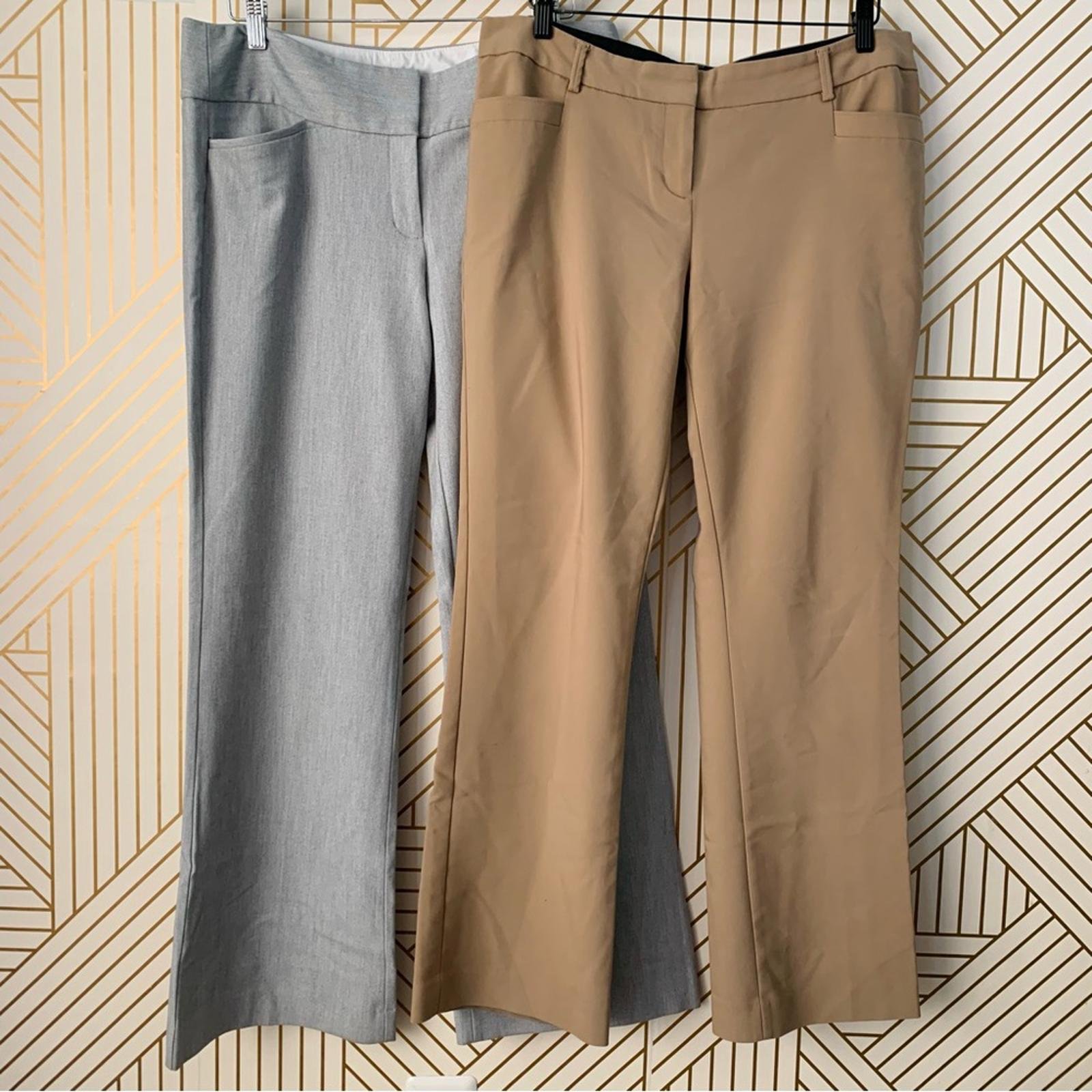 Lot of 2 Express Career Editor Columnist Dress Pants Gray & Khaki Size 12R