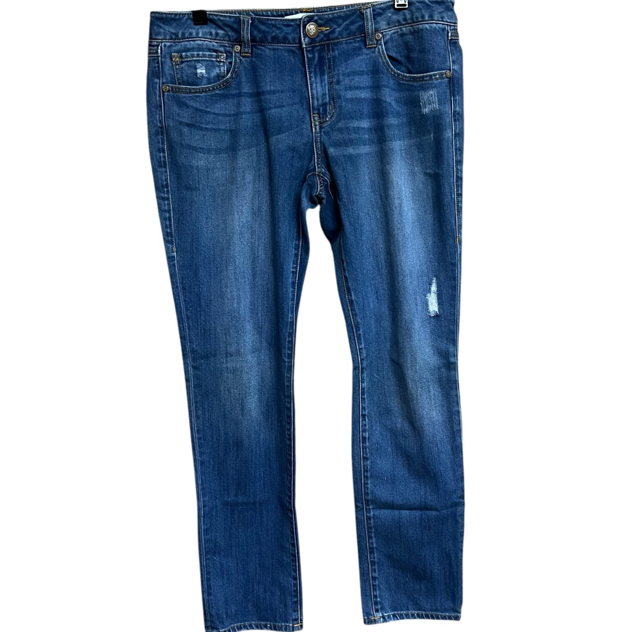 Cabi Slim Boyfriend Cut Distressed Blue Jeans Size 8