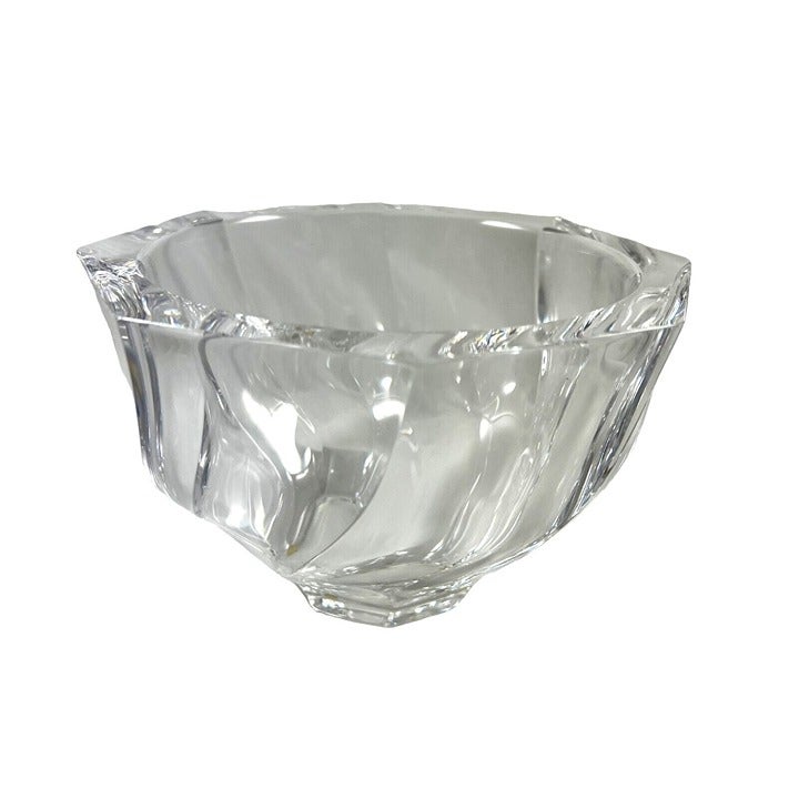 Orrefors Residence Art Glass Swirl Bowl 6 Inch Crystal Vintage 1990s Made Sweden
