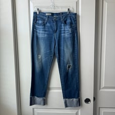 Adriano Goldschmied Stevie Cuff Slim Straight Cuff Jeans Distressed 30