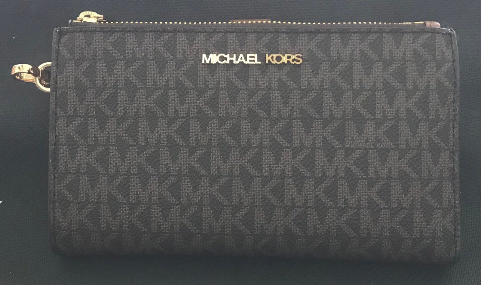 Michael Kors Brown Jet Set Travel - Large Double Zip Wristlet