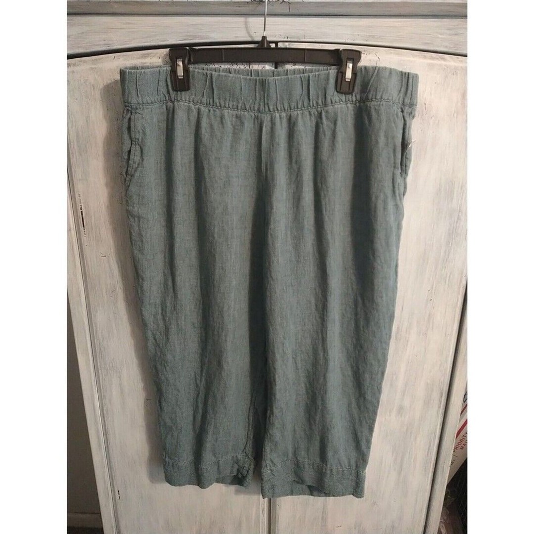 J.Jill 100% Linen Blue Extra Large Petite Capri Pants