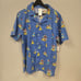 Disney Shirt Adult Blue Mickey Mouse, Goofey, Donald Duck Button up Size Large