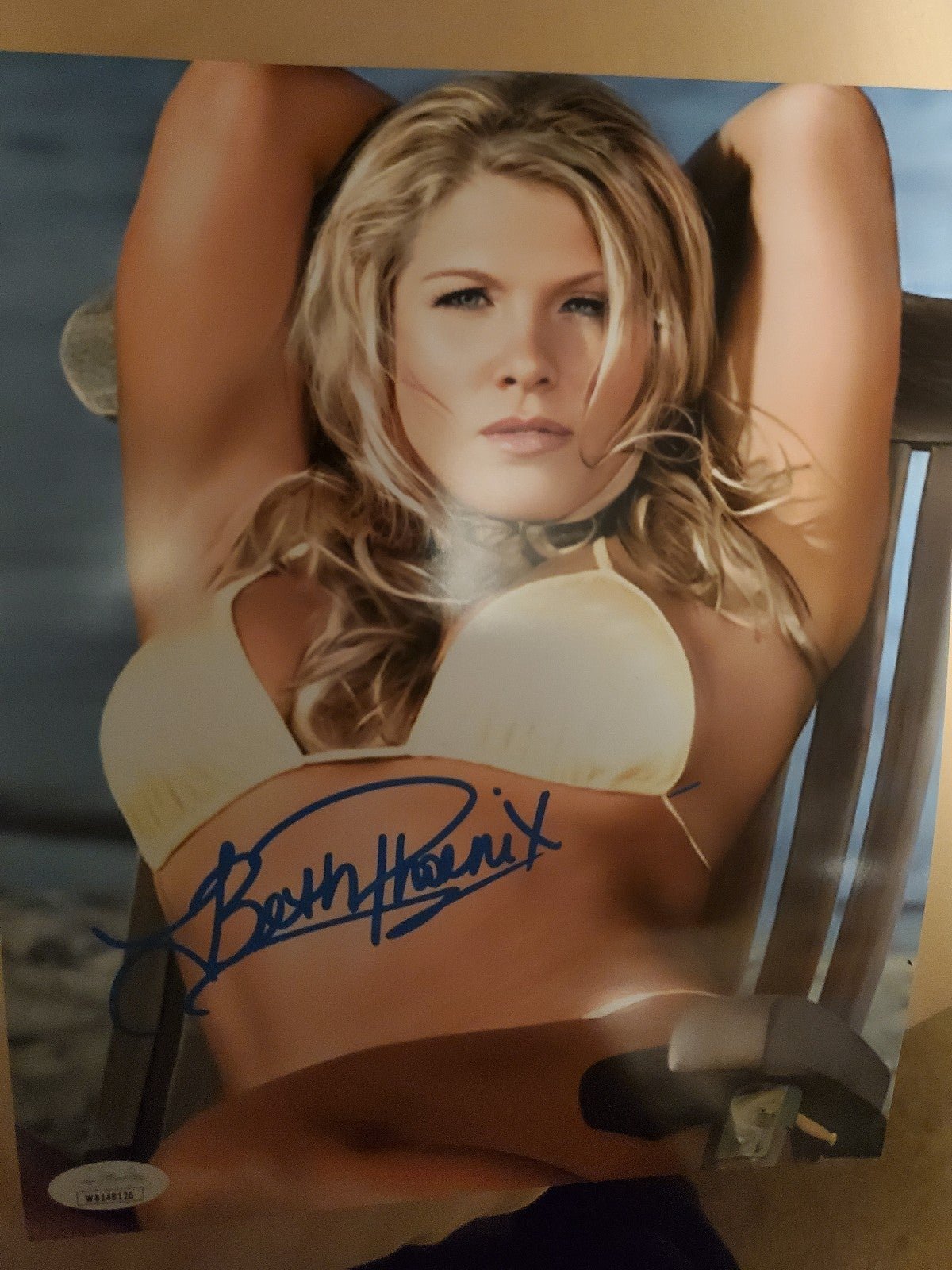 Beth Phoenix Yellow bikini WWE autograph 8x10 photo W/ JSA Cert and Card