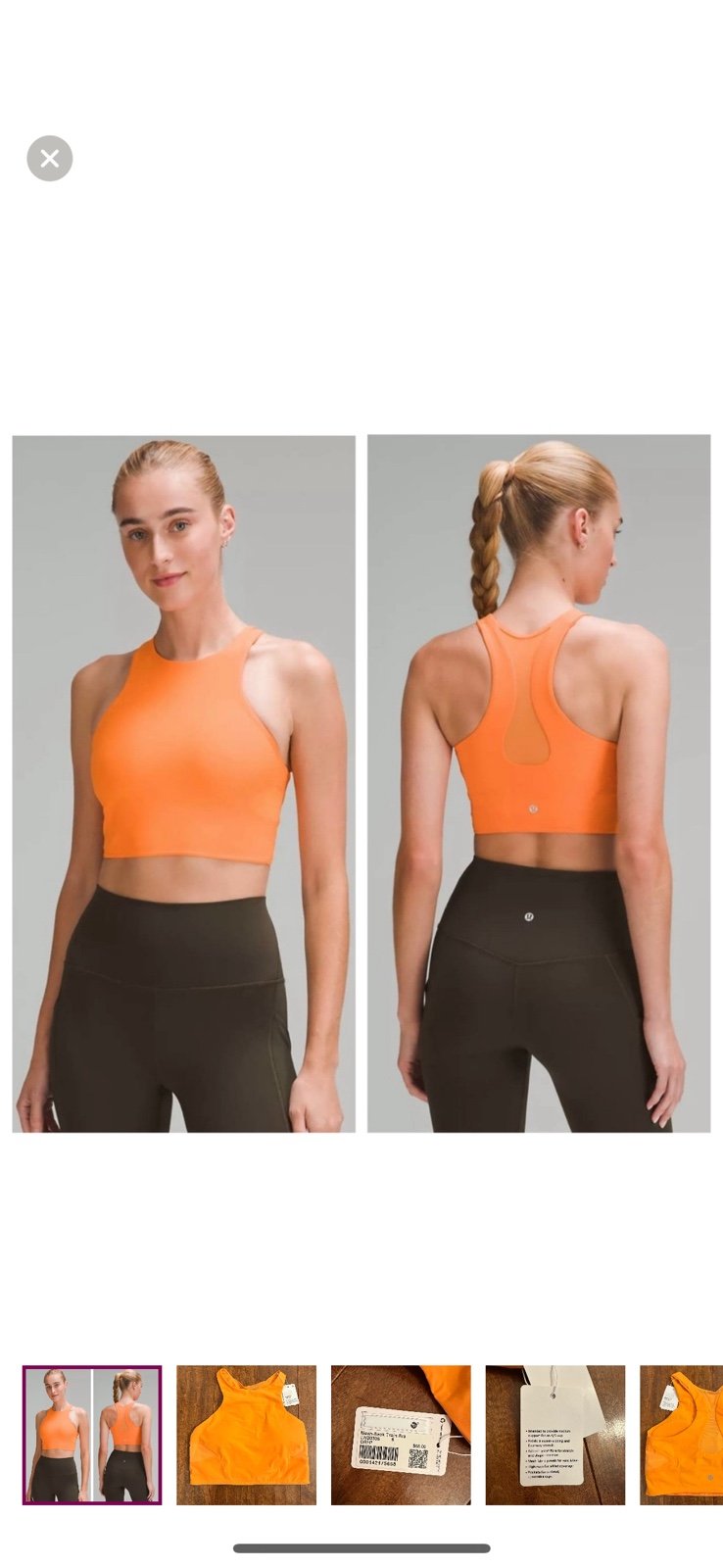 Lululemon Orange Mesh Train Sports Bra Crop Top Sz 6