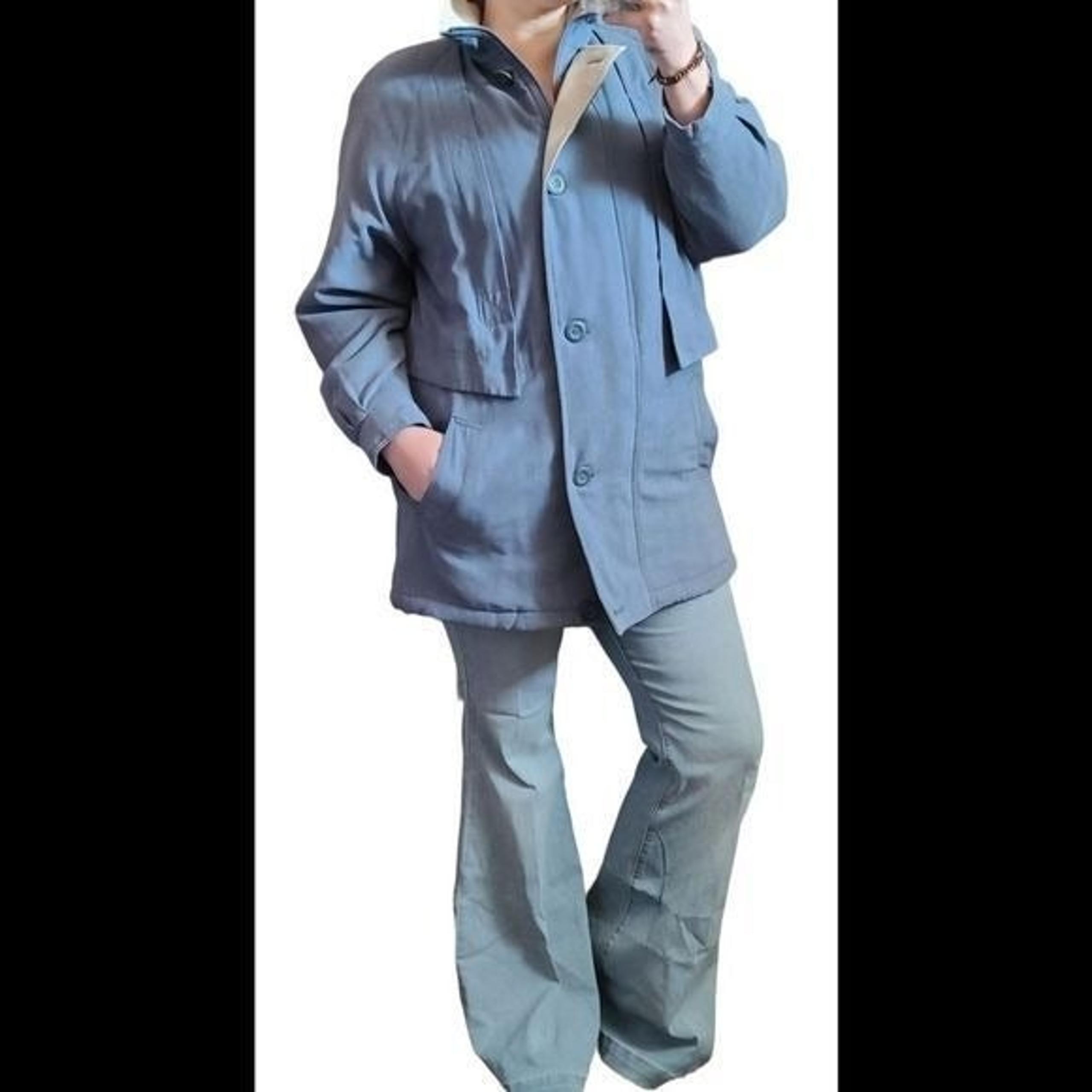 Vintage 80s Forecaster Sport Blue Jacket Winter Trench Coat Long