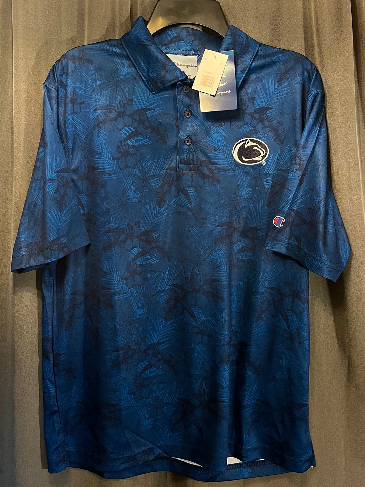 NWT Penn State Nittany Lions Champion Blue Hawaiian Floral Polo Size Medium