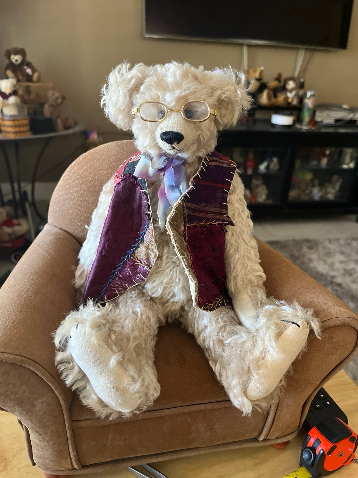 BEAR 13” MOHAIR ARTIST TEDDY BEAR CREAM LONG CURLY BY UNKNOWN ARTIST ❤️ ʕ•́ᴥ•̀ʔ