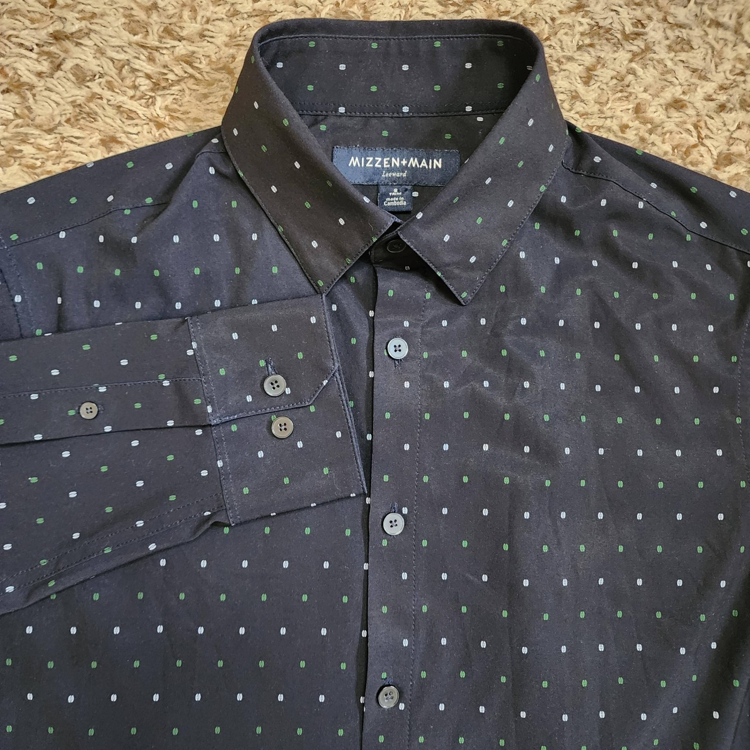 Mizzen+Main Leeward Men's S Trim Black Button Pattern Long Sleeve Button Up