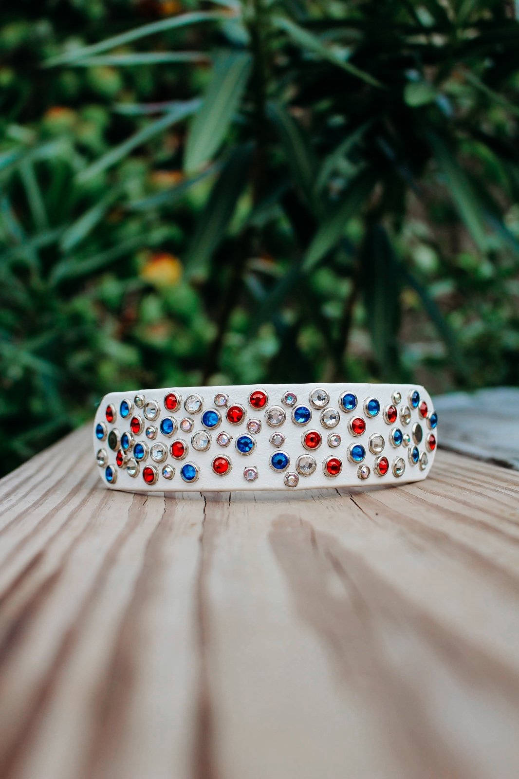 Fourth of July Biothane Crystal Dog Collar