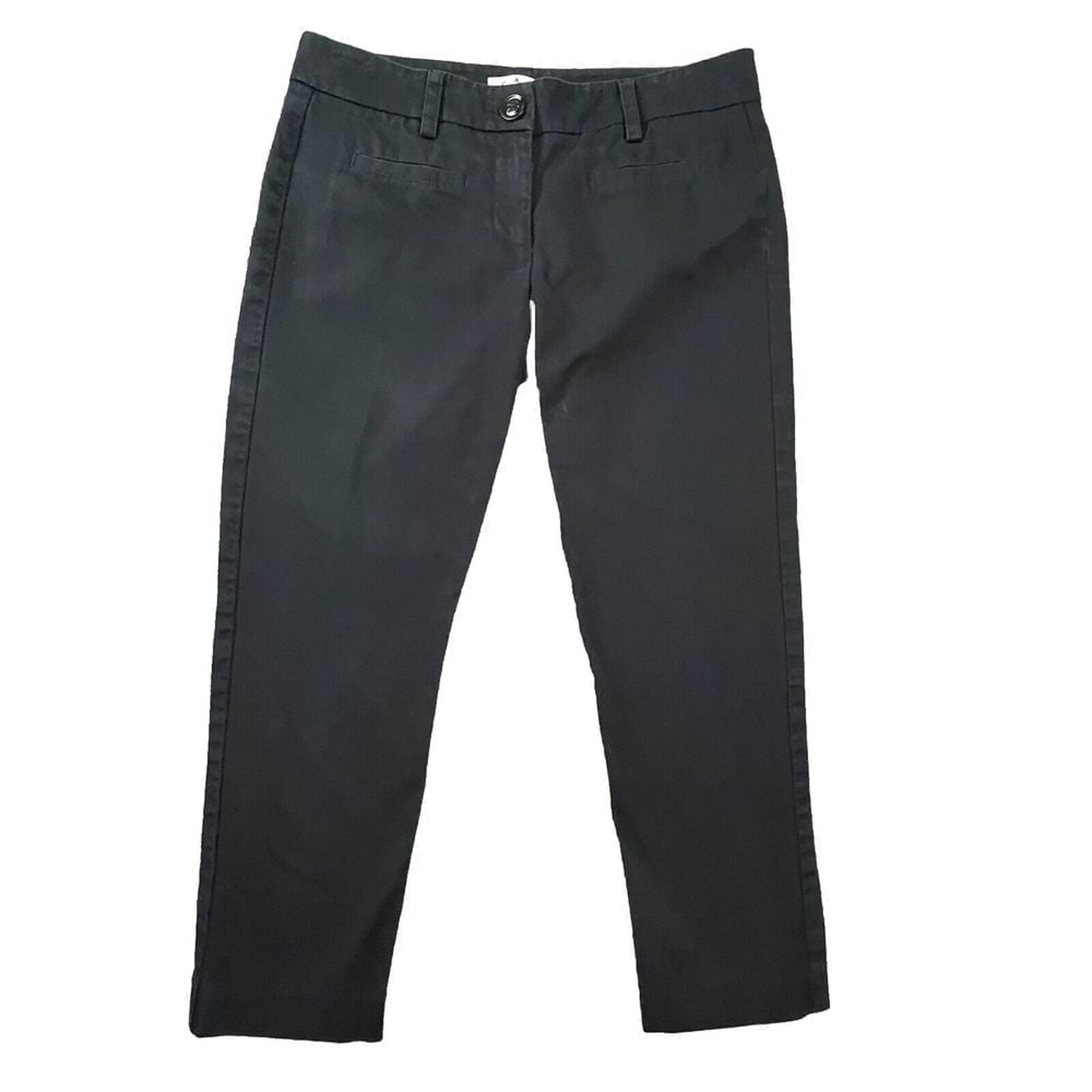 CAbi Style 413 Womens Black Cotton Pique Cropped Capri Pants Size 6