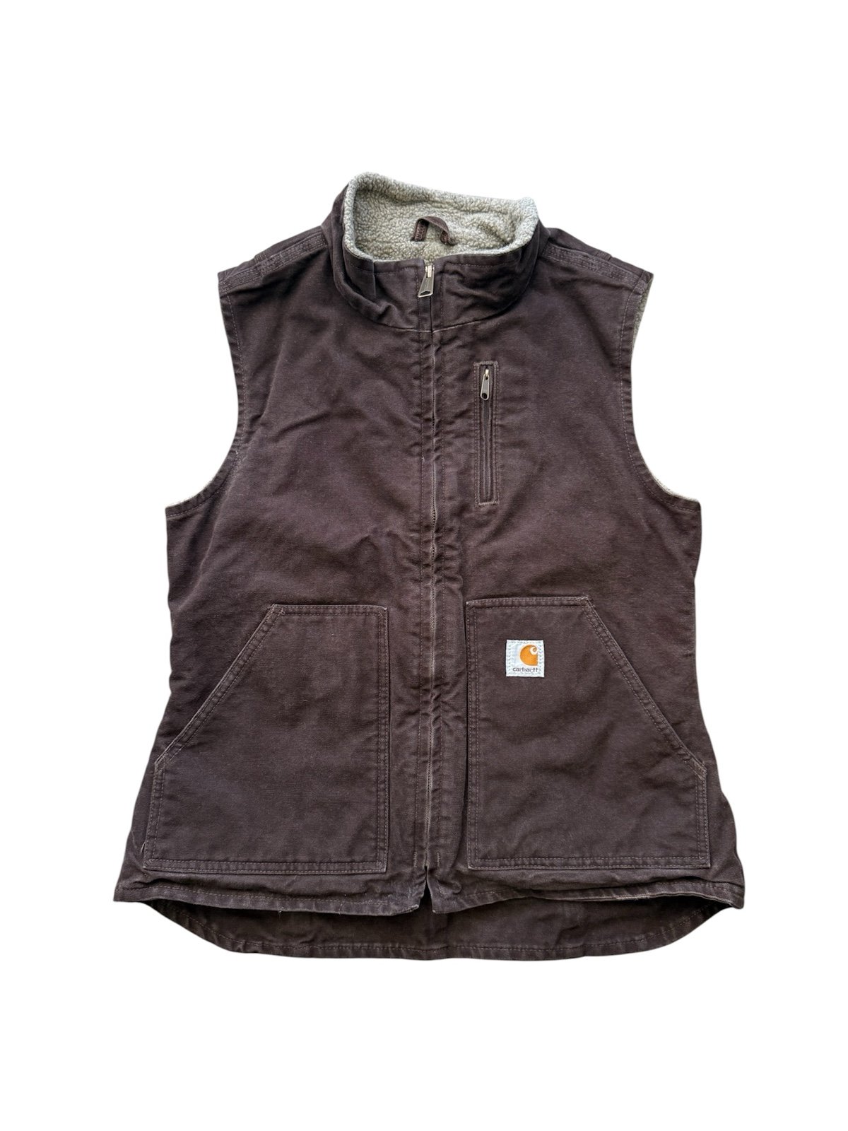 Brown Carhartt Fleece Lined Zip Up Vest Woman’s Small