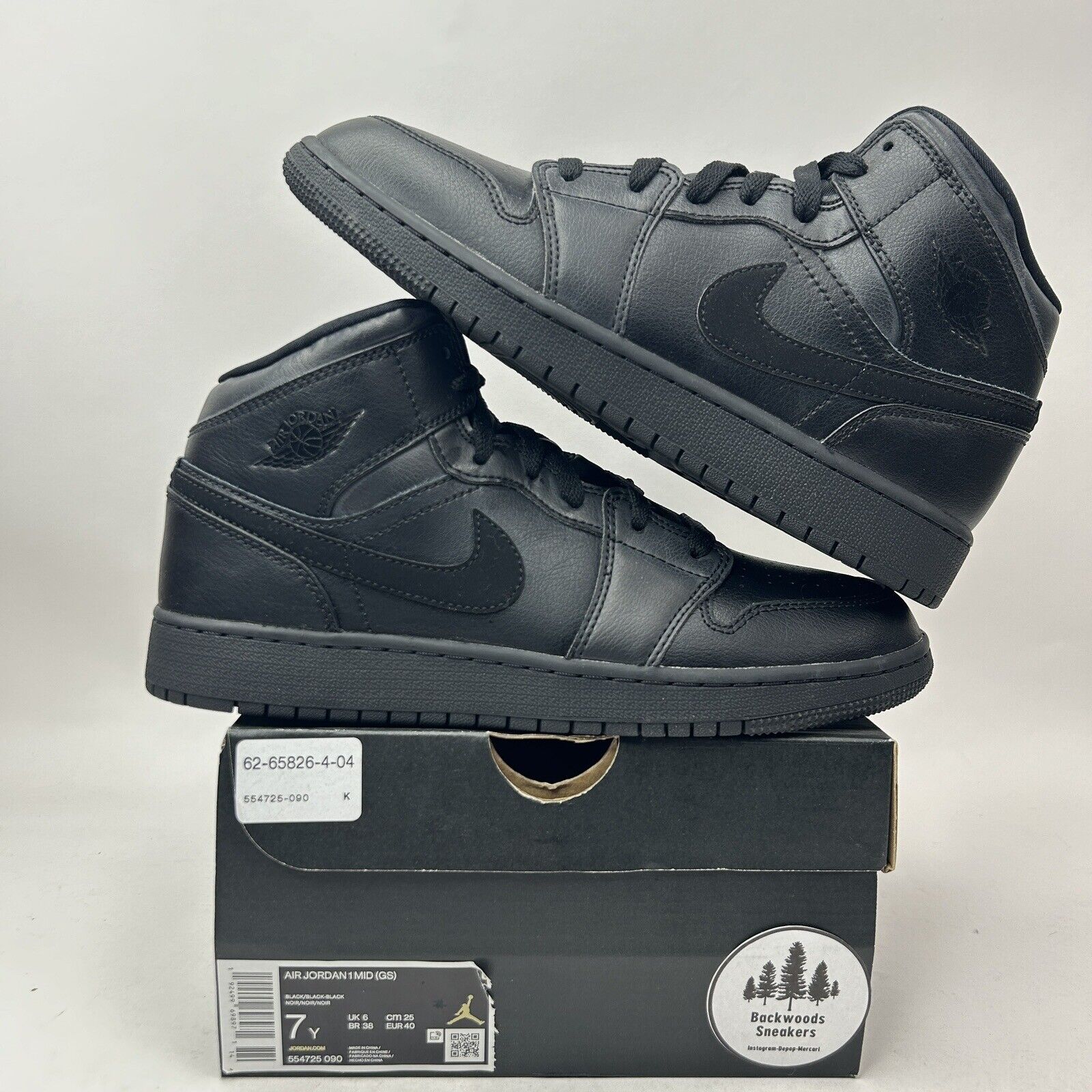 Nike Shoes Air Jordan 1 Mid GS “Deep Black Nubuck Swoosh” 2023