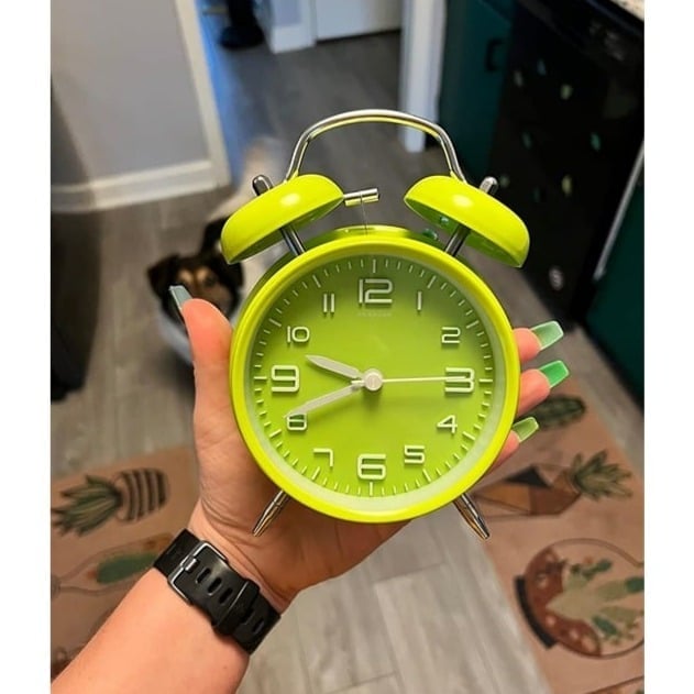 New 4 inch Twin Bell Backlight Super Loud Alarm Clock for Heavy Sleepers - Green
