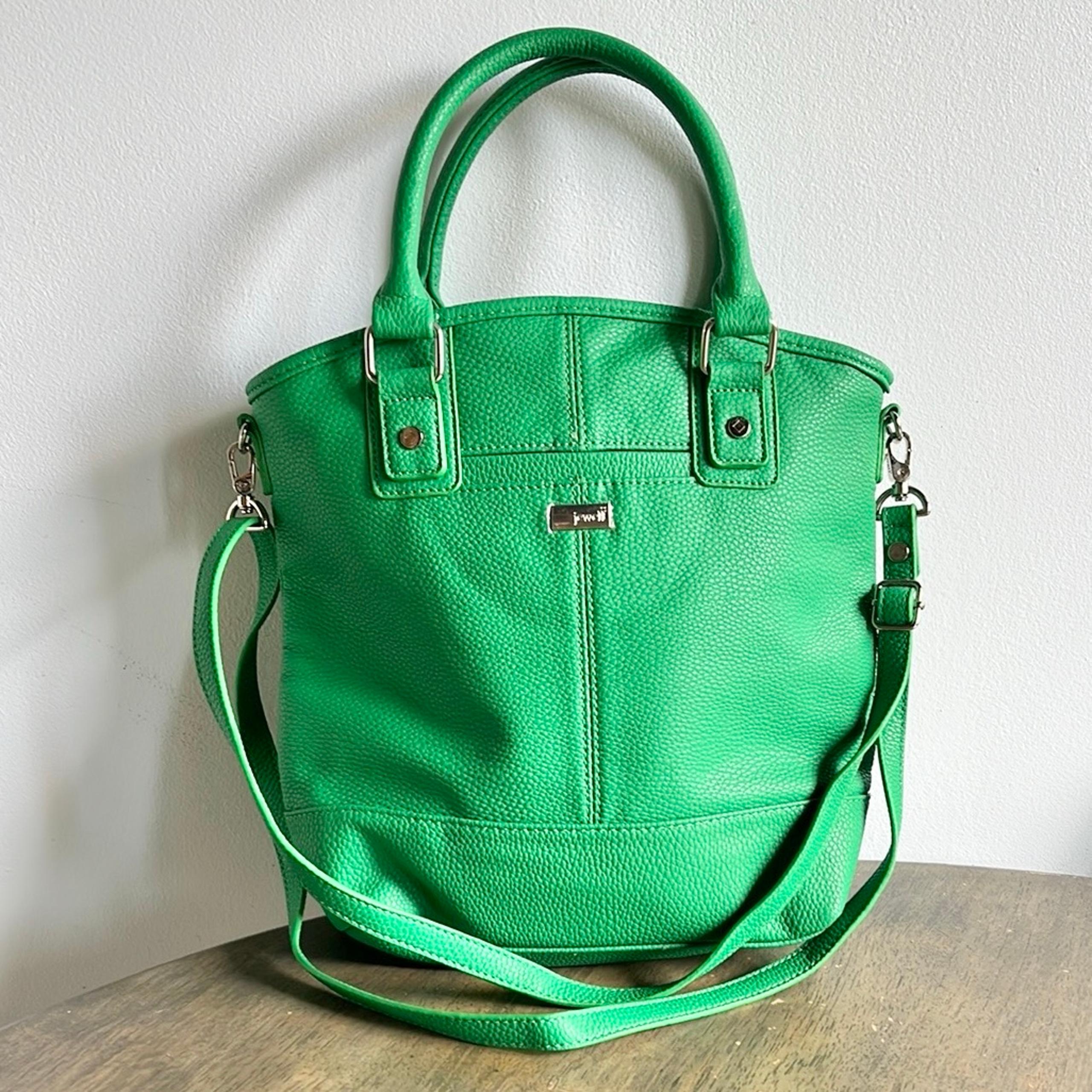 Jewell by Thirty One Green Faux Leather Tote Bag Shoulder Purse Handbag