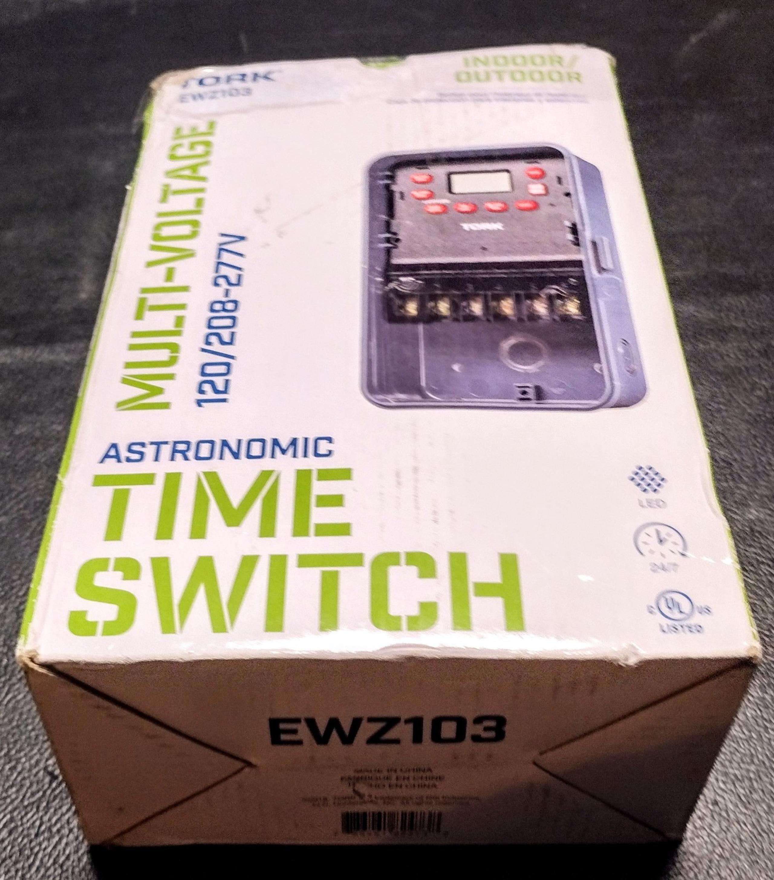 Open BoxTork EWZ103 Digital Time Switch 120-277 VAC (Holes Punched out)