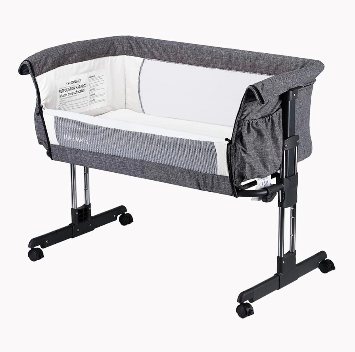 Mika Micky Baby Bassinet Bedside Sleeper Crib, mattress included